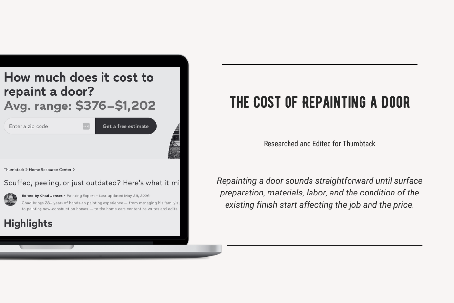 Thumbtack door repainting cost guide researched and edited by Chad Jensen
