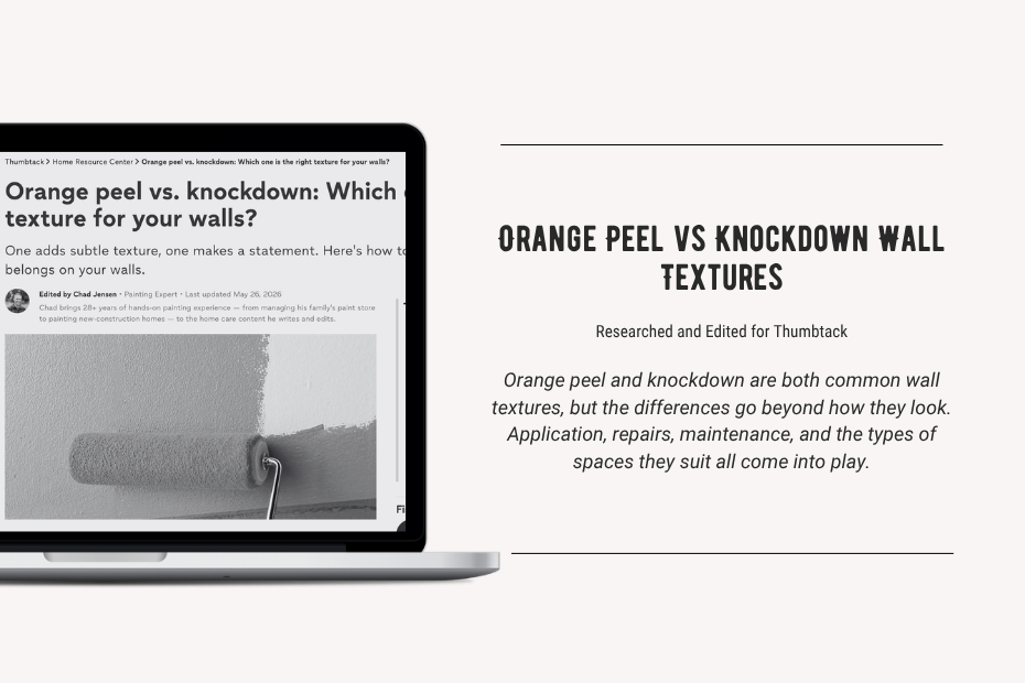 Thumbtack orange peel and knockdown texture guide researched and edited by Chad Jensen